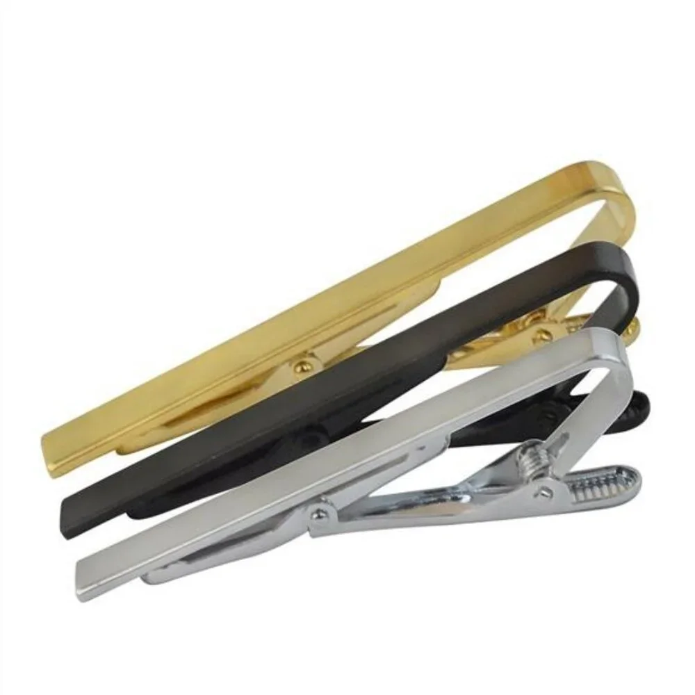 Mens Tie Clips Set Silver Gold Black 2 Inch Stainless Steel Tie Bar Pack